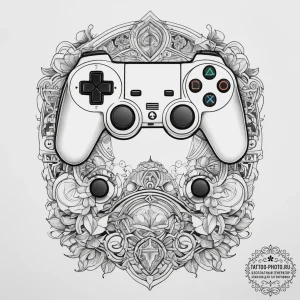 Tattoo sketch gaming controller with buttons,... - эскиз тату (№1757752137_0, 13.09.2025 08:28) — tattoo-photo.ru