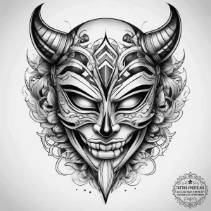 Tattoo sketch mask, tattoo flash sheet design... - эскиз тату (№1757752330_0, 13.09.2025 08:32) — tattoo-photo.ru