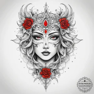 Tattoo sketch mystical tale, tattoo flash she... - эскиз тату (№1757758229_0, 13.09.2025 10:10) — tattoo-photo.ru