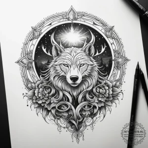 Tattoo sketch magical aurora borealis, concep... - эскиз тату (№1757758434_0, 13.09.2025 10:13) — tattoo-photo.ru