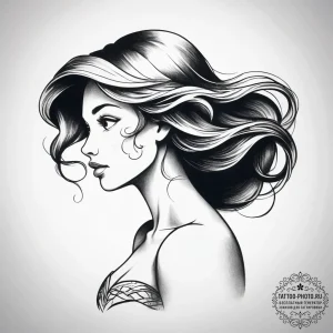 Tattoo sketch the little mermaid ariel's silh... - эскиз тату (№1757758637_0, 13.09.2025 10:17) — tattoo-photo.ru
