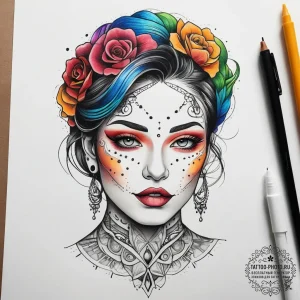 Tattoo sketch лайнворк портрет, artistic tatt... - эскиз тату (№1757760017_0, 13.09.2025 10:40) — tattoo-photo.ru