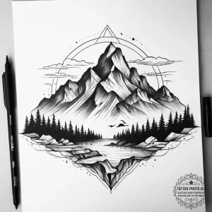 Tattoo sketch mountain, concept art for tatto... - эскиз тату (№1757763833_0, 13.09.2025 11:43) — tattoo-photo.ru