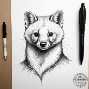 Tattoo sketch pine marten - эскиз тату (№1757769183_0, 13.09.2025 13:13) — tattoo-photo.ru