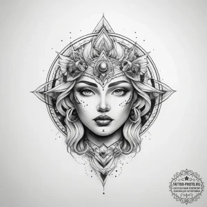 Tattoo sketch cosmic being - эскиз тату (№1757770173_0, 13.09.2025 13:29) — tattoo-photo.ru