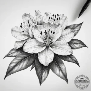 Tattoo sketch rhododendron flower, artistic t... - эскиз тату (№1757775251_0, 13.09.2025 14:54) — tattoo-photo.ru