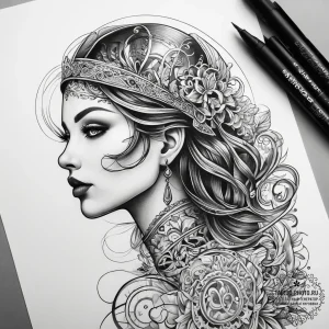 Tattoo sketch engineer a person with a bluepr... - эскиз тату (№1757775847_0, 13.09.2025 15:04) — tattoo-photo.ru