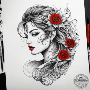 Tattoo sketch siren tattoo, ink illustration... - эскиз тату (№1757776249_0, 13.09.2025 15:10) — tattoo-photo.ru