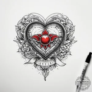 Tattoo sketch tape measure with a heart, tatt... - эскиз тату (№1757776633_0, 13.09.2025 15:17) — tattoo-photo.ru