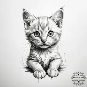 Tattoo sketch playful kitten tattoo - эскиз тату (№1757778216_0, 13.09.2025 15:43) — tattoo-photo.ru