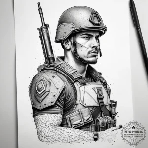 Tattoo sketch soldier with a letter, tattoo s... - эскиз тату (№1757778410_0, 13.09.2025 15:46) — tattoo-photo.ru