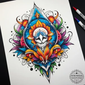 Tattoo sketch cosmic spring, tattoo drawing o... - эскиз тату (№1757779995_0, 13.09.2025 16:13) — tattoo-photo.ru
