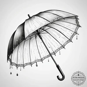 Tattoo sketch umbrella with a rain, ink illus... - эскиз тату (№1757783554_0, 13.09.2025 17:12) — tattoo-photo.ru