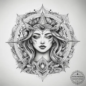 Tattoo sketch cosmic scene, tattoo drawing ou... - эскиз тату (№1757786898_0, 13.09.2025 18:08) — tattoo-photo.ru