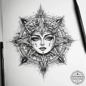 Tattoo sketch cosmic presence, tattoo flash s... - эскиз тату (№1757787684_0, 13.09.2025 18:21) — tattoo-photo.ru