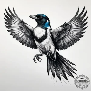 Tattoo sketch magpie, tattoo drawing outline,... - эскиз тату (№1757788272_0, 13.09.2025 18:31) — tattoo-photo.ru