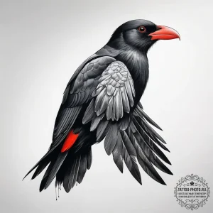 Tattoo sketch red-billed chough, concept art... - эскиз тату (№1757790447_0, 13.09.2025 19:07) — tattoo-photo.ru