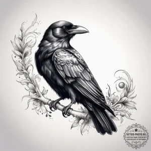 Tattoo sketch a raven with a scroll, tattoo f... - эскиз тату (№1757792817_0, 13.09.2025 19:46) — tattoo-photo.ru