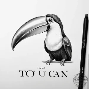 Tattoo sketch puns a toucan that says "i'm a... - эскиз тату (№1757794370_0, 13.09.2025 20:12) — tattoo-photo.ru