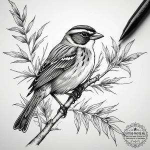 Tattoo sketch swamp sparrow, artistic tattoo... - эскиз тату (№1757798354_0, 13.09.2025 21:19) — tattoo-photo.ru