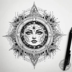 Tattoo sketch cosmic narrative - эскиз тату (№1757800736_0, 13.09.2025 21:58) — tattoo-photo.ru