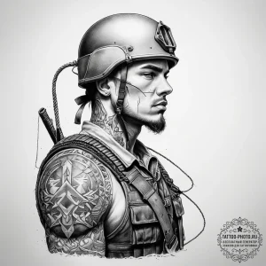 Tattoo sketch soldier with a rope, tattoo fla... - эскиз тату (№1757802115_0, 13.09.2025 22:21) — tattoo-photo.ru