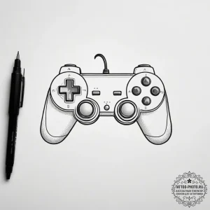 Tattoo sketch 1990s video game controller, ta... - эскиз тату (№1757802308_0, 13.09.2025 22:25) — tattoo-photo.ru