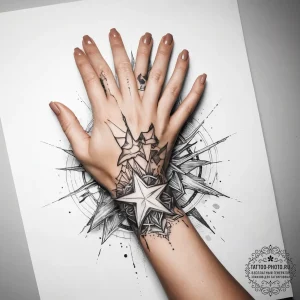 Tattoo sketch hands with a star - эскиз тату (№1757802709_0, 13.09.2025 22:31) — tattoo-photo.ru