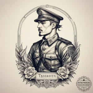 Tattoo sketch soldier with a document, tattoo... - эскиз тату (№1757804503_0, 13.09.2025 23:01) — tattoo-photo.ru