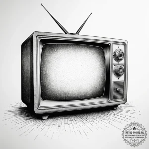 Tattoo sketch old television with a show on,... - эскиз тату (№1757810026_0, 14.09.2025 00:33) — tattoo-photo.ru