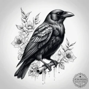 Tattoo sketch american crow, tattoo sketch de... - эскиз тату (№1757810228_0, 14.09.2025 00:37) — tattoo-photo.ru