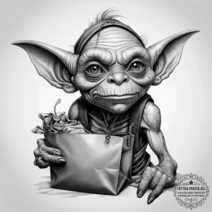 Tattoo sketch goblin with a bag, tattoo sketc... - эскиз тату (№1757811798_0, 14.09.2025 01:03) — tattoo-photo.ru