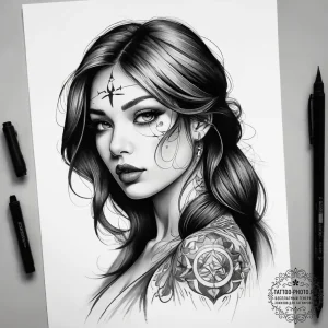 Tattoo sketch mystical person, artistic tatto... - эскиз тату (№1757811991_0, 14.09.2025 01:06) — tattoo-photo.ru