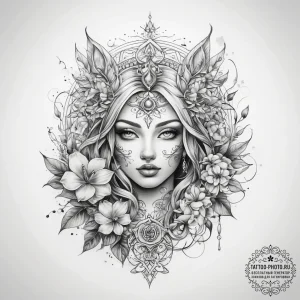 Tattoo sketch mystical spring - эскиз тату (№1757812797_0, 14.09.2025 01:19) — tattoo-photo.ru