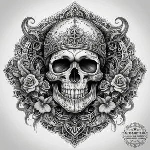Tattoo sketch biker chain and a skull, tattoo... - эскиз тату (№1757814370_0, 14.09.2025 01:46) — tattoo-photo.ru