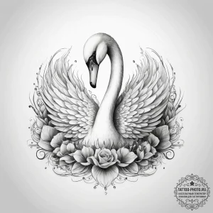 Tattoo sketch elegant swan - эскиз тату (№1757814563_0, 14.09.2025 01:49) — tattoo-photo.ru