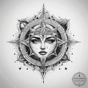 Tattoo sketch cosmic legend - эскиз тату (№1757815724_0, 14.09.2025 02:08) — tattoo-photo.ru