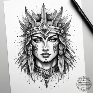 Tattoo sketch sacred warrior, tattoo drawing... - эскиз тату (№1757818468_0, 14.09.2025 02:54) — tattoo-photo.ru