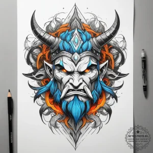 Tattoo sketch svarog, the god of the sky, wit... - эскиз тату (№1757820963_0, 14.09.2025 03:36) — tattoo-photo.ru