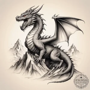 Tattoo sketch mountain dragon peak, tattoo li... - эскиз тату (№1757825011_0, 14.09.2025 04:43) — tattoo-photo.ru