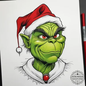 Tattoo sketch the grinch with a scale, tattoo... - эскиз тату (№1757825780_0, 14.09.2025 04:56) — tattoo-photo.ru