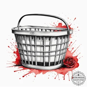 Tattoo sketch laundry basket, concept art for... - эскиз тату (№1757826165_0, 14.09.2025 05:02) — tattoo-photo.ru
