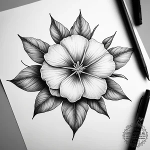 Tattoo sketch periwinkle flower, artistic tat... - эскиз тату (№1757826356_0, 14.09.2025 05:05) — tattoo-photo.ru