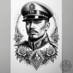 Tattoo sketch soldier with a diamond, tattoo... - эскиз тату (№1757828670_0, 14.09.2025 05:44) — tattoo-photo.ru