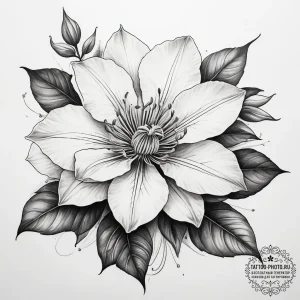 Tattoo sketch clematis - эскиз тату (№1757830017_0, 14.09.2025 06:06) — tattoo-photo.ru