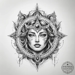 Tattoo sketch cosmic legend - эскиз тату (№1757830980_0, 14.09.2025 06:23) — tattoo-photo.ru