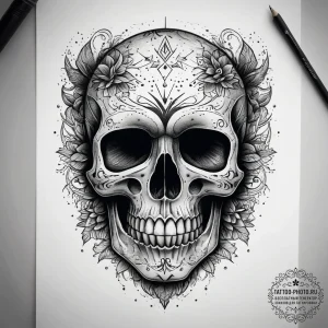 Tattoo sketch абстрактный череп, concept art... - эскиз тату (№1757832520_0, 14.09.2025 06:48) — tattoo-photo.ru