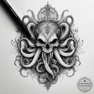 Tattoo sketch kraken, artistic tattoo sketch,... - эскиз тату (№1757833292_0, 14.09.2025 07:01) — tattoo-photo.ru