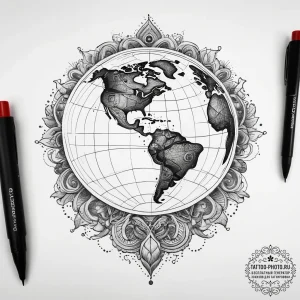 Tattoo sketch earth, artistic tattoo sketch,... - эскиз тату (№1757834062_0, 14.09.2025 07:14) — tattoo-photo.ru