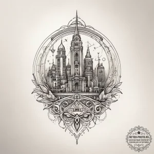 Tattoo sketch city, tattoo flash sheet design... - эскиз тату (№1757837342_0, 14.09.2025 08:09) — tattoo-photo.ru